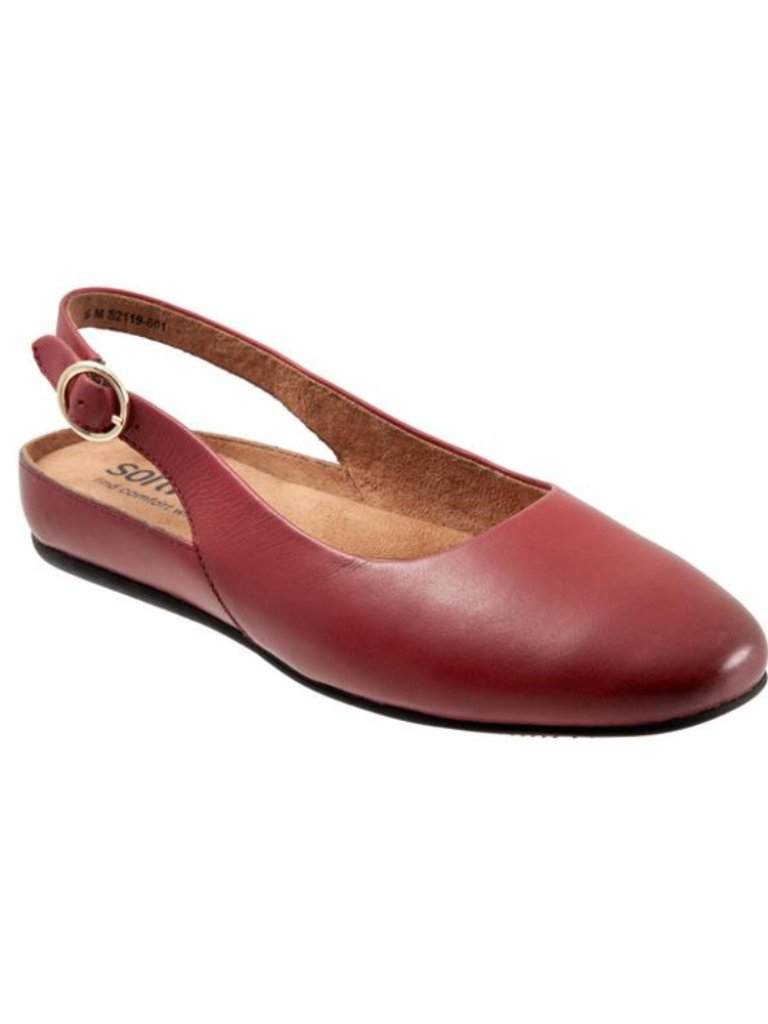 Softwalk Sandy Women's Leather Slingback Flat - Dark Red